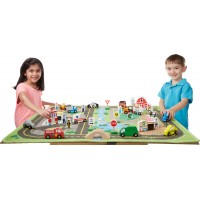 Covor mare Oras de joaca copii cu 49 de piese masinute si cladiri din lemn Covoras Jumbo Deluxe Roadway Activity Rug Melissa si Doug Covor mare Oras de joaca copii cu 49 de piese masinute si cladiri din lemn Covoras Jumbo Deluxe Roadway Activity Rug Melissa si Doug